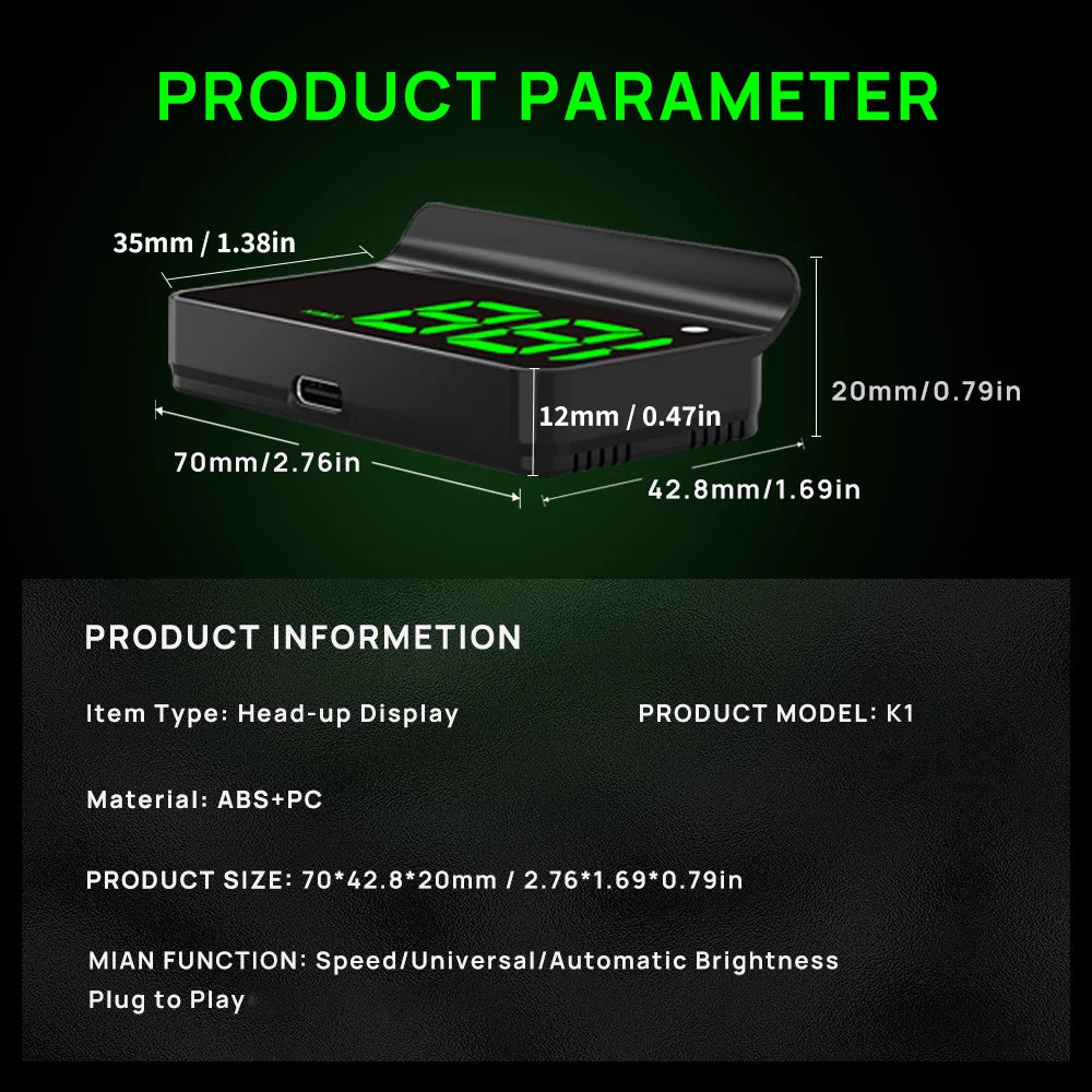 KWHUD HUD Head-up Display Car GPS Digital Speedometer Universal Speed Windshield Projector Plug&Play Auto Electronic Devices