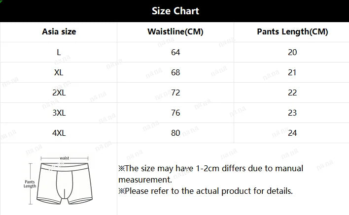 4pcs/set Men's Underwear Fashionable Boxer Antibacterial Comfortable Men Boxershorts Boys Thin Flat Corner Panties Aisan Size