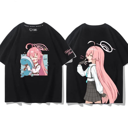 Takanashi Hoshino Game Blue Archive Cosplay T-shirts 3D Print Anime Cartoon Tees Summer Men Women Harajuku Y2k Short Sleeve Tops