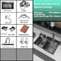 Household Waterfall Digital Display Kitchen Sink Stainless Steel Multifunction Wash Dish and Vegetables Basin Large Single Slot