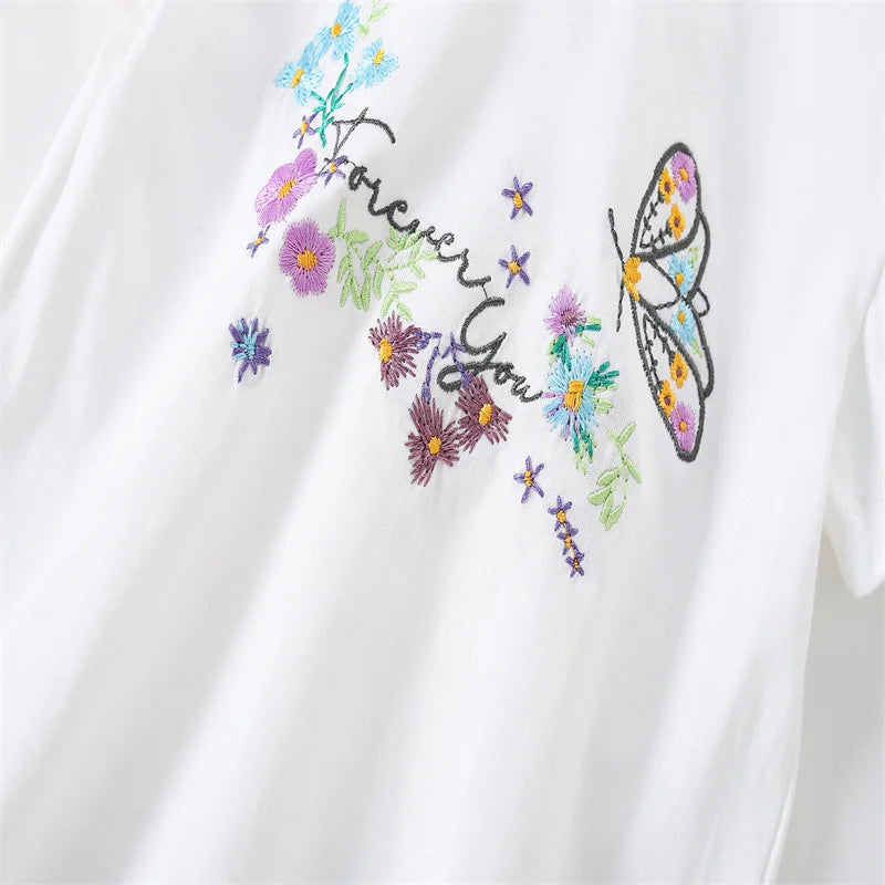 Jumping Meters 3-8T Fashion Design Kids Tees Hot Selling Cotton Summer Girls Tshirts Baby Clothes Children's Tees Tops