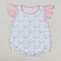 New Fashion Baby Infant Girls Rompers Bow Pink Flutter Sleeve Rompers Boutique Toddler Girls Bubble Rompers Onesie Wholesale Hot