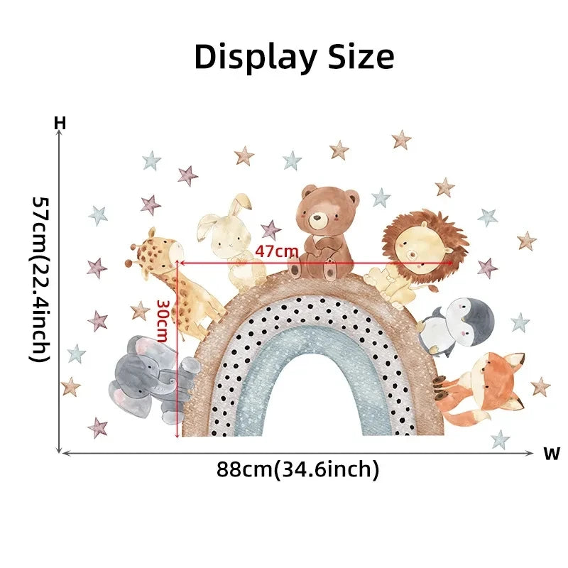Cute Forest Animals Wall Stickers for Kids Rooms Children Boys Girls Baby Room Decoration Nursery Wallpaper Vinyl Elephant Lion
