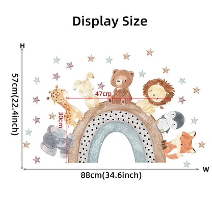 Cute Forest Animals Wall Stickers for Kids Rooms Children Boys Girls Baby Room Decoration Nursery Wallpaper Vinyl Elephant Lion