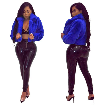 Women Coat Faux Fur Coats Sexy Short Jackets Turn Down Collar Long Maxi Loose Open Stitch Thick Warm Outerwear Autumn Winter