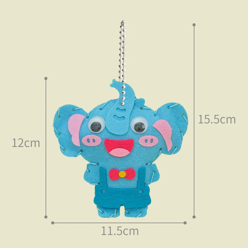 5Pcs Cartoon Animals DIY Sewing Craft Kit Toys Non-woven Animal Non-woven Keychain Handmade Early Educational Toys Kids Gifts