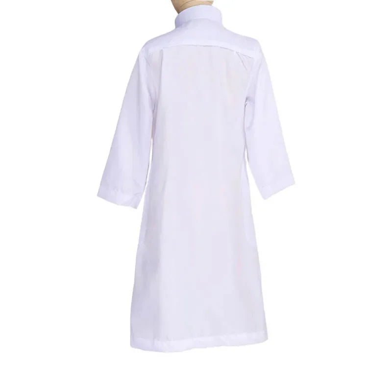 New Islamic Kaftan Children Jubba Thobe Muslim Boys Abaya Kids Burqas White Arab Stand Collar Long Sleeved Robe Muslim Fashion