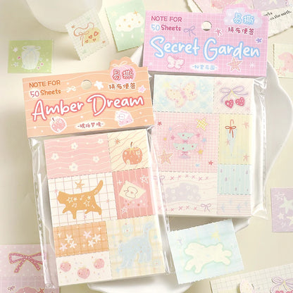 50sheets Dreamy Town Series Kawaii Ins Cute Handbooks Decoration Message Notes DIY Handmade Scrapbook Aesthetic Supplies