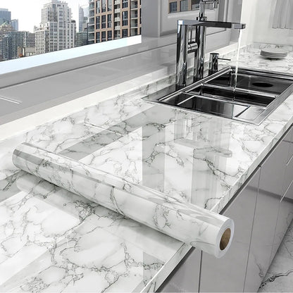 40cm Marble Self Adhesive Wallpaper Vinyl Contact Paper PVC Waterproof Wall Stickers For Kitchen Decorative Film Home Decor