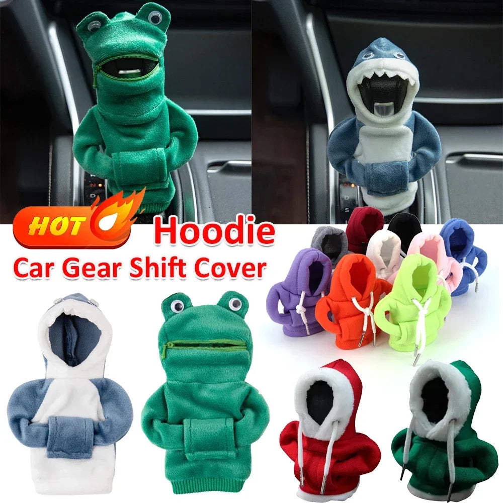 Car Hoodie Handle Shark Cute Hoodie Car Gear Shift Knob Cover Short Plush Manual Handle Gear Auto Interior Accessories