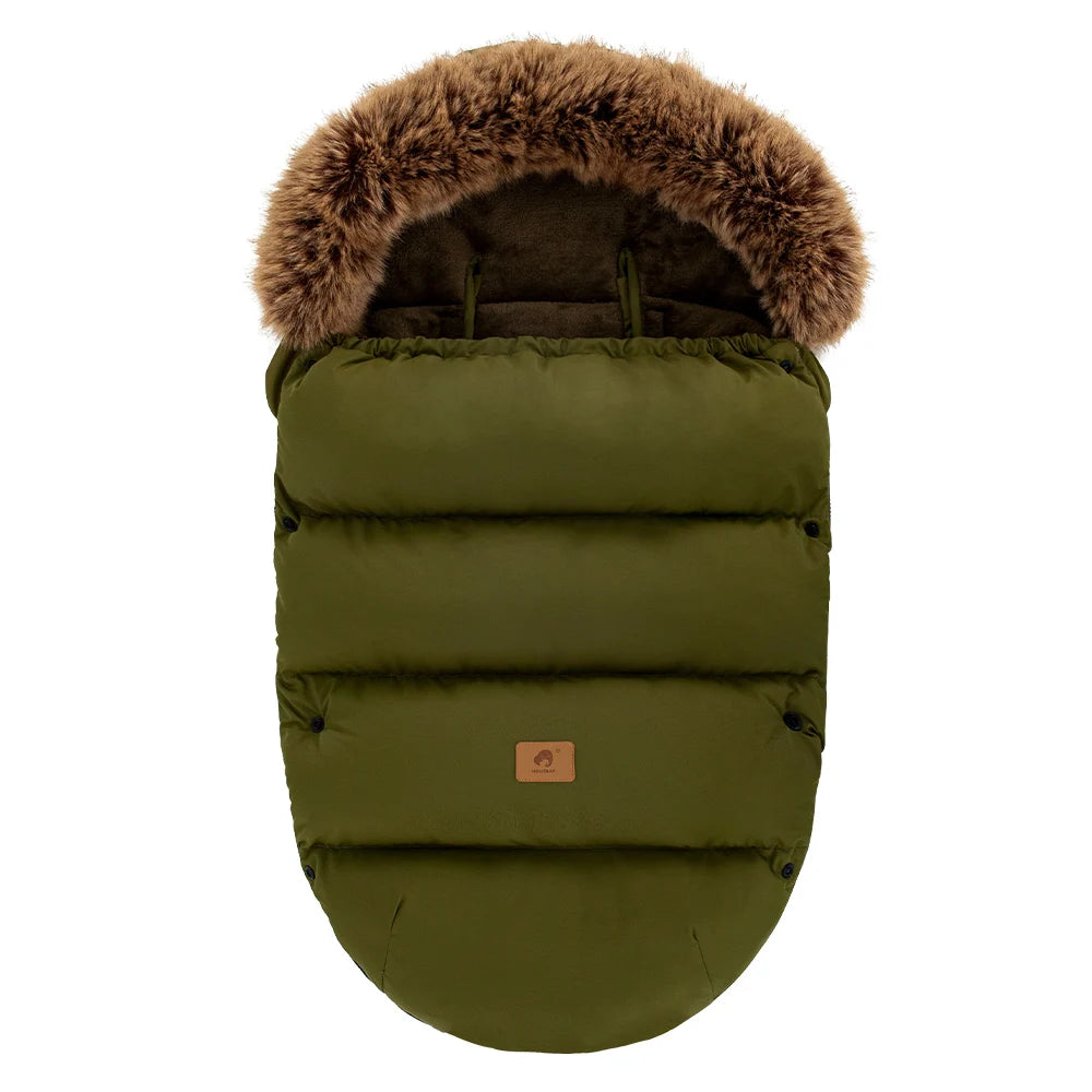 Stroller Footmuff Outdoor Winter Baby Warm In Pram Removable Thicker Windproof Fur Collar Baby Envelope Stroller Accessories