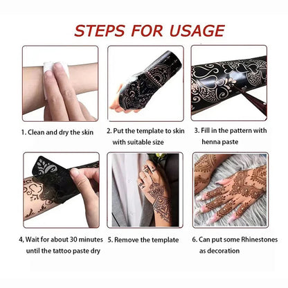 Flower Tattoo Stencil Reusable Henna Template for Hand and Body Henna Tattoo Design for Wedding Festival Party Tattoo Tools
