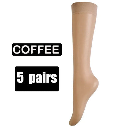 5pair=10pcs Women Ultra-thin Nylon Stockings Transparent Elasticity Ladies Knee Socks High Quality Long Socks for Girls Stocking