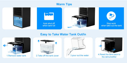 LOEFME 3L Air Purifier Dehumidifier for Home Office RV Mold Moisture Removal Portable Energy Efficient Rapid Air Drying Cloths