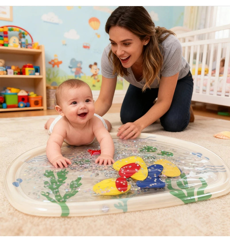 Inflatable Pvc Baby Water Mat for Infants Toddlers Early Education Press to Make Sound Tummy Time Play Mat
