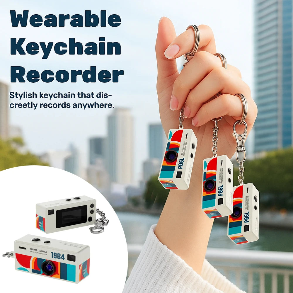 Ourlife Digital Camera 0.96 Inch Keychain Camera Retro Support Memory Card 1080P Very Small Camcorder Video Recorder with Flash