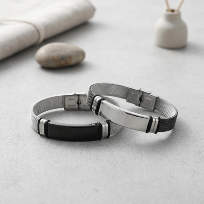 Bracelet Homme Twist Braid Leather Rope Bracelets For Men Stainless Steel Hiphop Rock Fashion Jewelry Accessories Wholesale