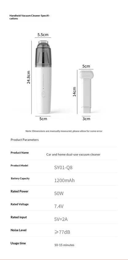 Vacuum Cleaner Mini Car Cleaning Powerful Suction Handheld Car Vacuum Cleaner Rechargeable for Car and Home Auto Vacuum Cleaner