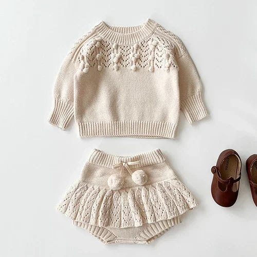 2025 New Autumn Toddler Baby Girl Clothes Set 0-3Yrs Infant Baby Girls Clothing Suit Long Sleeved Cardigan Sweater+PP Shorts