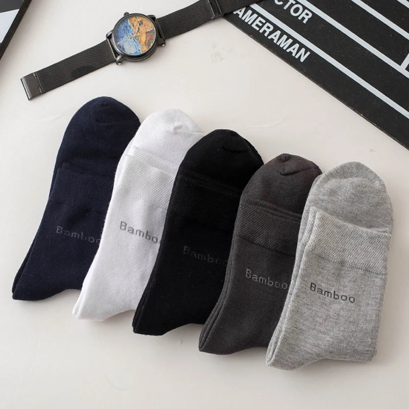 10Pairs Bamboo Fiber Socks Men Casual Business Anti-Bacterial Comfortable Breatheable High Quality Sock Male Plus Size EU38-46