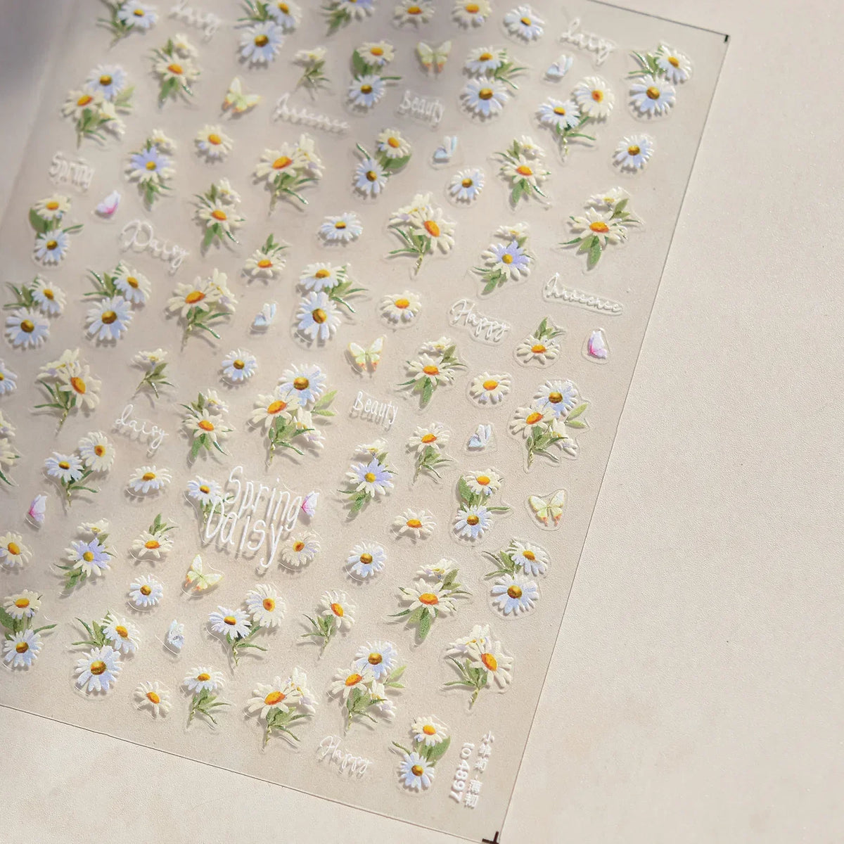 White Flower Petal Cherry Blossom Peach Blossom Falling Petal Floral Gradient 5D Self Adhesive Nail Art Sticker Manicure Decals