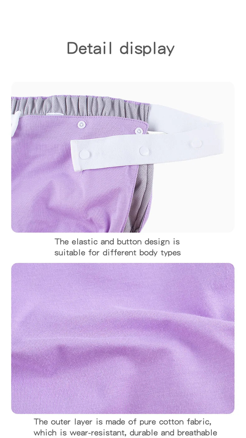 AIO Adjustable Easy To Wear Adult Diapers Washable Cotton Incontinence Cloth Diaper Elderly Diapers Leak proof Underwear