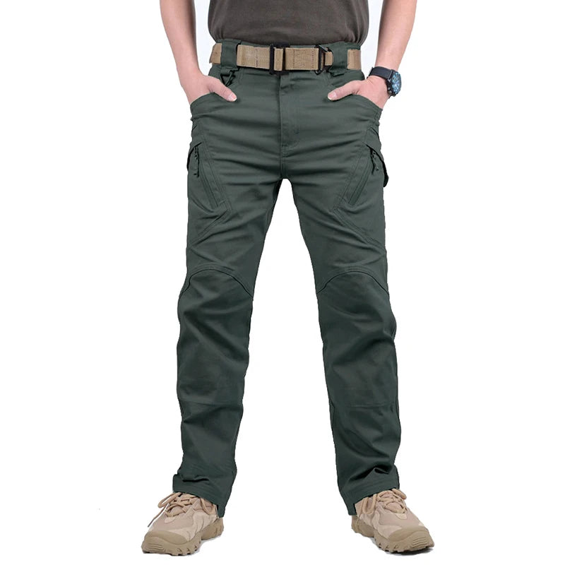 IX9 City Tactical Cargo Pants Men Stretch Cotton Work Military Pants Flexible Outdoor Army Combat Trousers with 9 Pockets