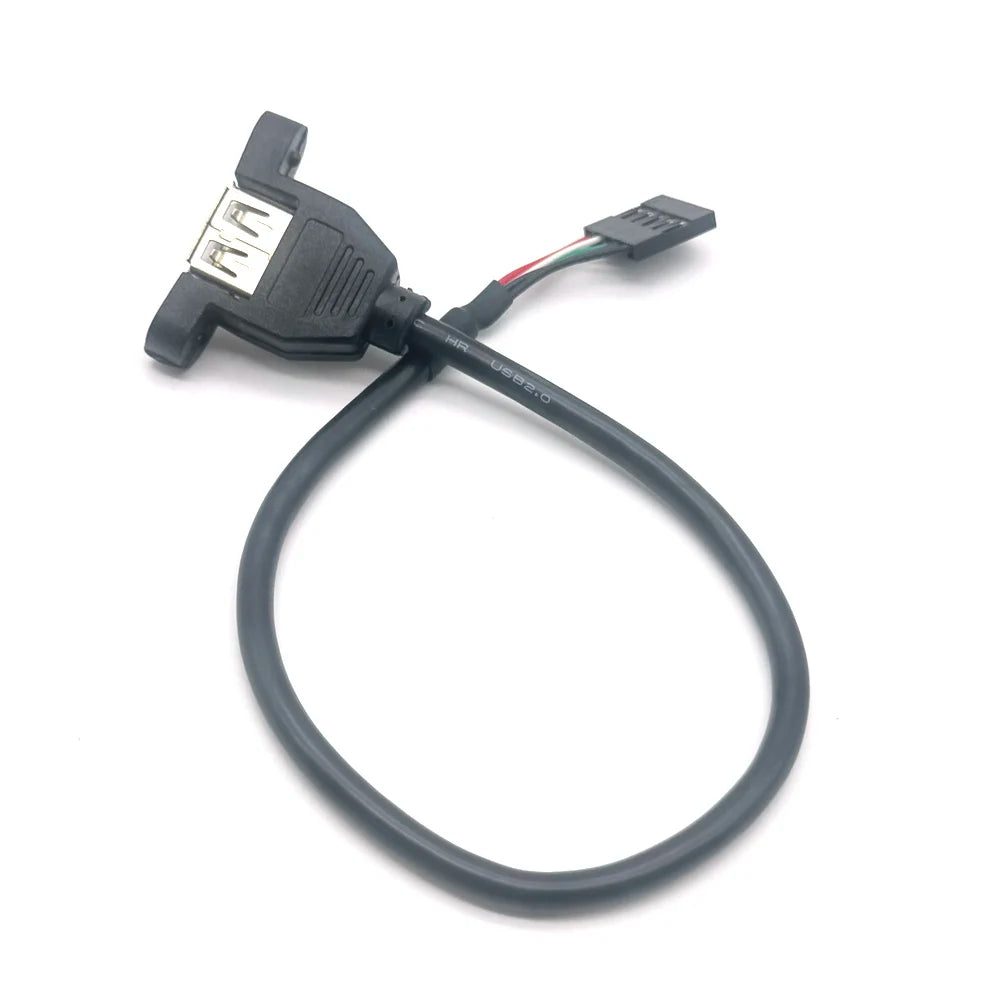 USB 2.0 A Male to Female 5 Pin Extend Cable USB 2.0 A Female Panel Mount to USB A Male Angle Plug Extension Cable 30CM