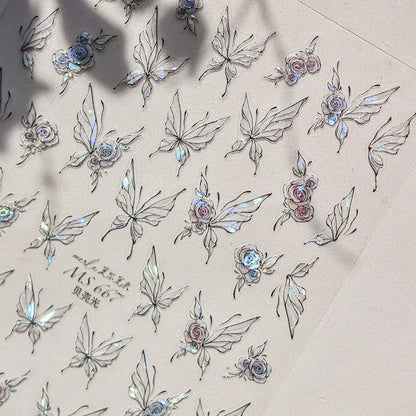 Jelly Butterfly 5D Nail Art Sticker Rhinestone Crystal Charming Shiny Insect Animals DIY Self Adhesive Decoration Manicure Decal