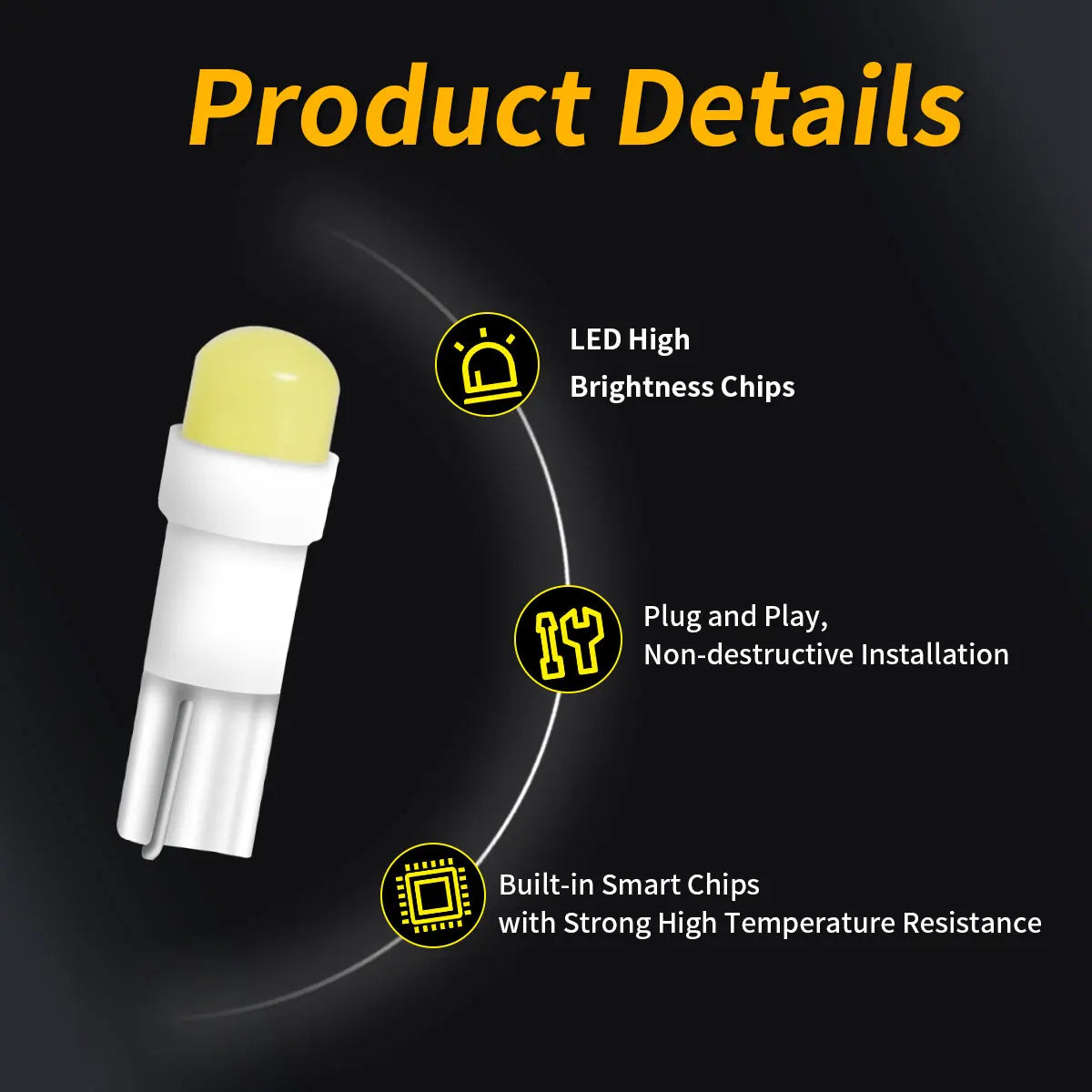 10PCS T5 LED Lights W1.2W W3W LED Car Interior Light Auto Side For Car Turn Signal Dome Door Reading Backup Clearance Lights