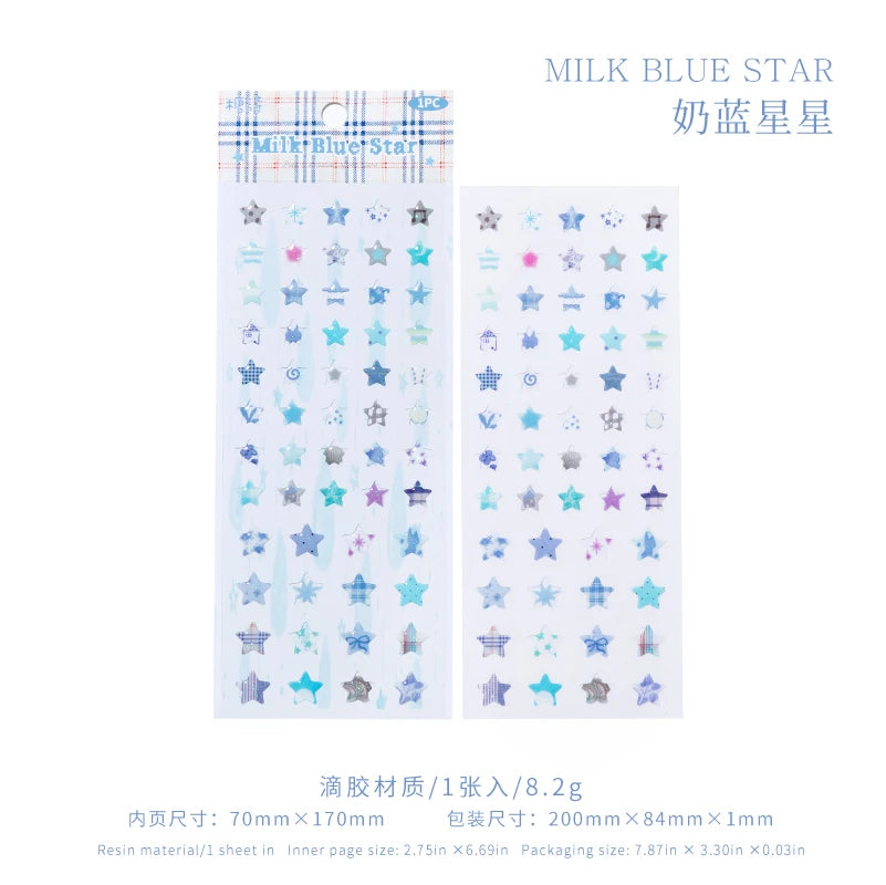 4 Designs Candy Star Series Lovely Five Point Star Theme Resin Stickers for Scrapbooking DIY Frame Collage Decoration