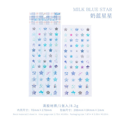 4 Designs Candy Star Series Lovely Five Point Star Theme Resin Stickers for Scrapbooking DIY Frame Collage Decoration