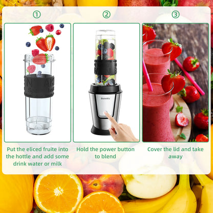 BioloMix 700W Compact Kitchen Blender 3-in-1 Juicer Food Processor and Dry Grinder Perfect for Making Fresh Juices Dips