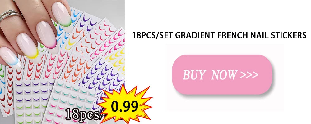 2Sheets French Gradient Line Nail Art Stickers 3D Self-Adhesive White+Black Slider Design Stencil Manicure Guides DIY Nail Decor