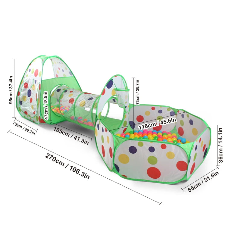 Children's Play Tent, Toy Ball Pool - Play Tunnel - Triangular Tent, Polka Dot Design, Outdoor Leisure Toy Playhouse, Portable Toy Castle Tent, Fun Pop-Up Toy Playpen, Ideal Holiday Gift for Kids, Christmas and Halloween Gift