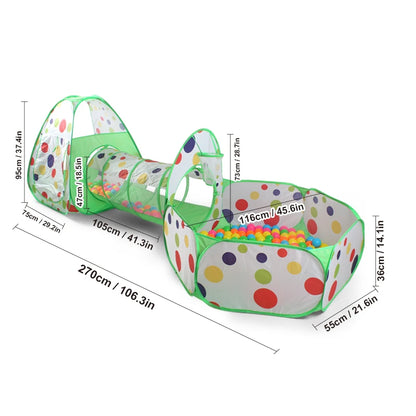 Children's Play Tent, Toy Ball Pool - Play Tunnel - Triangular Tent, Polka Dot Design, Outdoor Leisure Toy Playhouse, Portable Toy Castle Tent, Fun Pop-Up Toy Playpen, Ideal Holiday Gift for Kids, Christmas and Halloween Gift