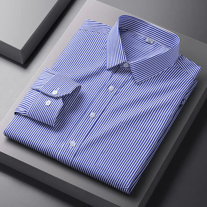 Men Formal Shirt Long Sleeve Office Solid Color Fashion Business Pocket Social Office Blue White Shirts Men's Clothing S-5XL