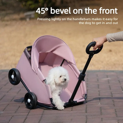 Foldable Pet Stroller with Sun Canopy Lightweight Dog Trolley Shopping Carts Outdoor Walking Travel Cart for Small Dogs Puppy