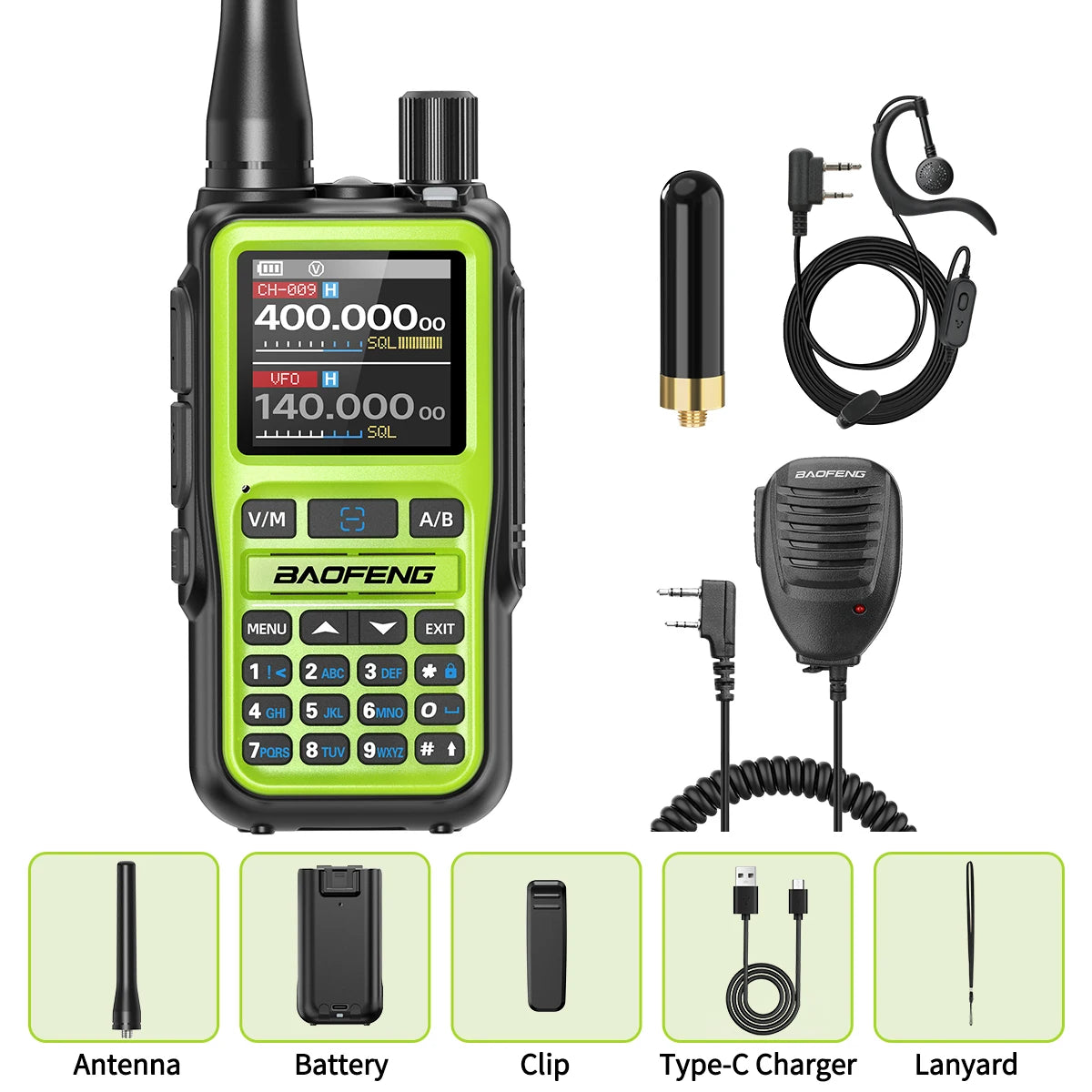 Baofeng UV-5R Mini Walkie Talkie Bluetooth Programming Wireless Copy Frequency Full Band 999CH AM FM Type-C Long Range Ham Radio