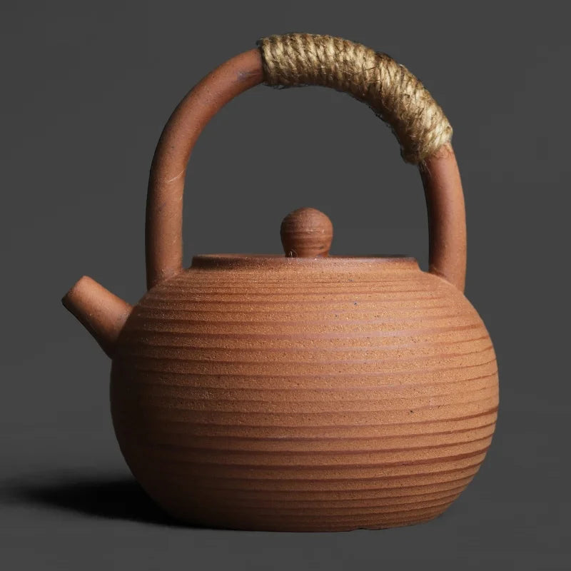 Japanese Style Teapot Handmade Retro Coarse Pottery Stoneware Kungfu Tea Ceremony Portable Tea Maker Ceramic Teapot Teaset