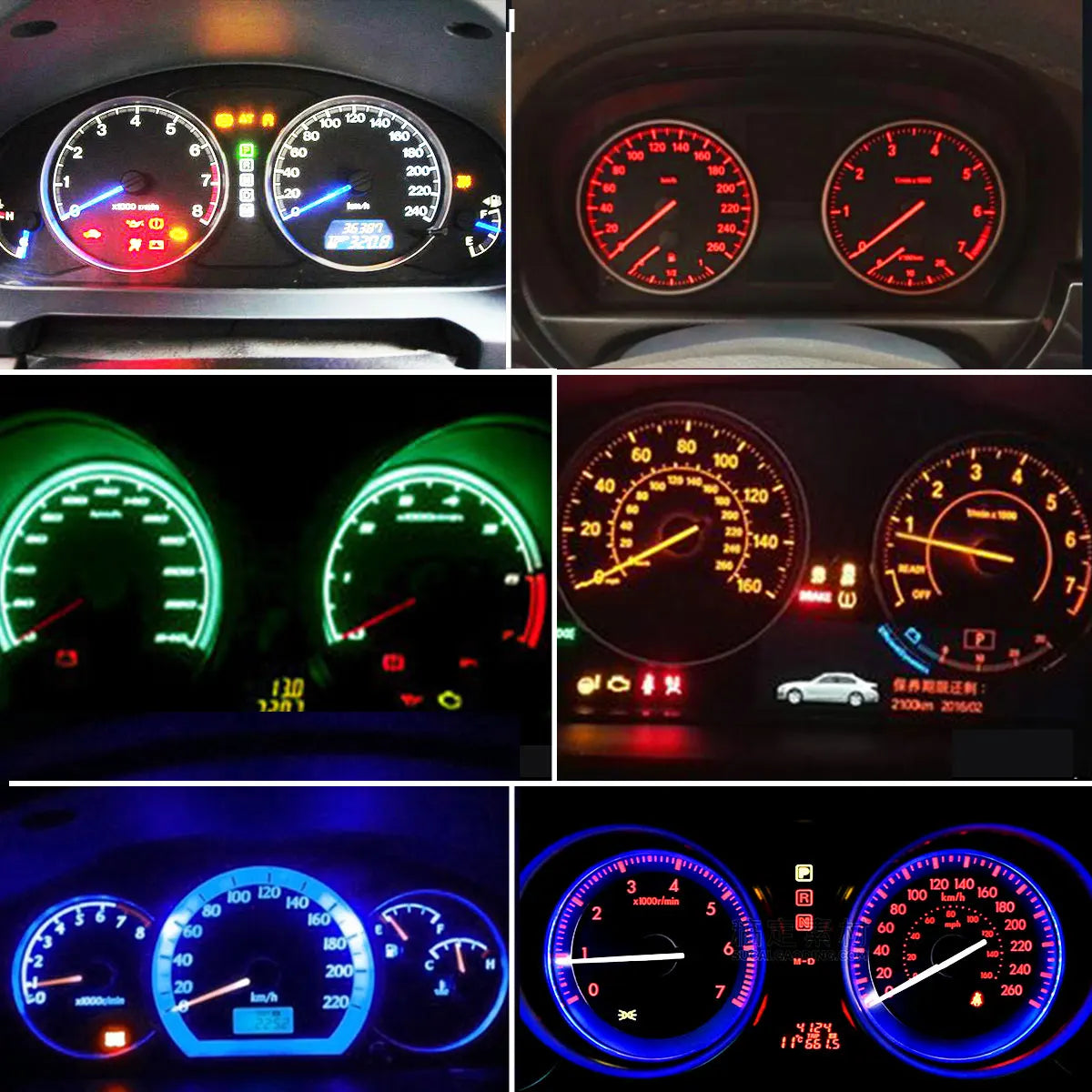 10PCS T5 LED Lights W1.2W W3W LED Car Interior Light Auto Side For Car Turn Signal Dome Door Reading Backup Clearance Lights