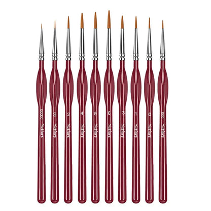10/11pcs Miniature Paint Brushes, Detail Tip Paint Brushes Set With Ergonomic Handle - Suitable For Acrylic Painting, Oil, Wat