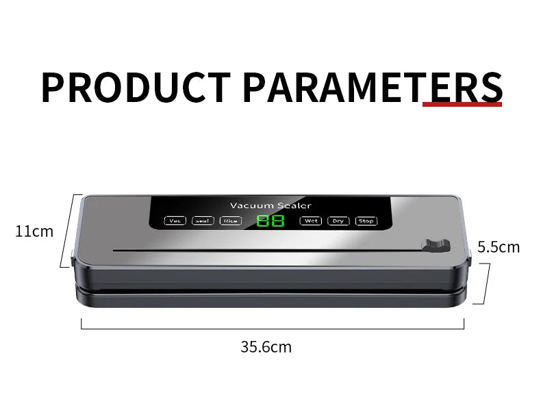 Electric Vacuum Sealer Machine Dry/Wet Food Packaging Vacuum Sealing Bags Food Storage Vacuum Packaging Machine for Kitchen