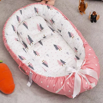 85x50cm Baby Nest Baby Crib Infant Cradle Cotton Cot Newborn Nursery Bassinet with Pillow Infant Toddler Lounger