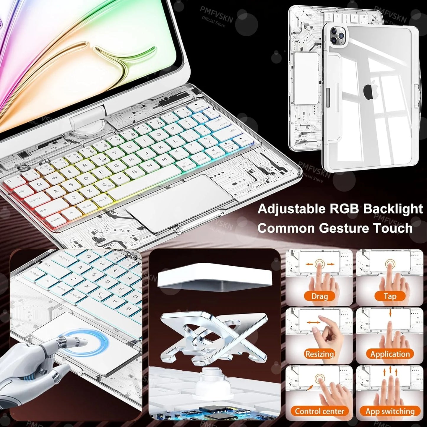 360° Rotate Magic Keyboard For iPad Pro 11 2024 2022 Air 4 5 6 7 For iPad 12.9 13 10th Generation 11th A16 2025 6th 5th 4th Gen
