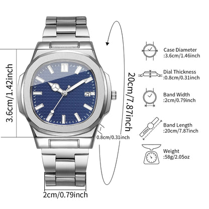 Luxury Square Men Business Watches Simple Calendar Quartz Watch for Mens Clock Reloj Hombre（Without Box）