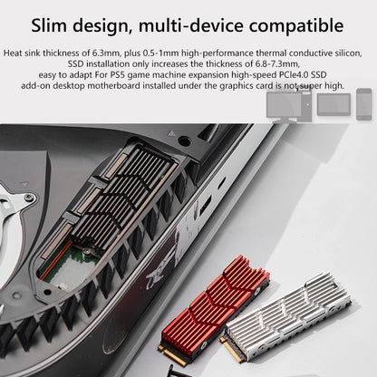 M.2 SSD NVMe Heat Sink heatsink M2 2280 SSD Hard Disk Aluminum Heat Sink with Silicone Thermal Pad for PC / PS5 PCIE 2280 SSD