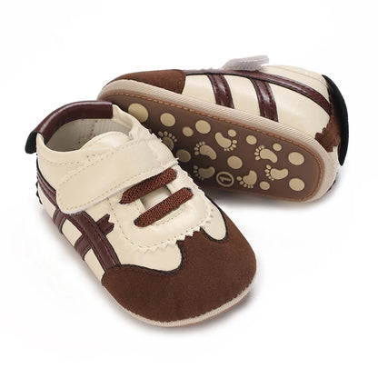 Spring and Autumn Fashion Stripes 0-1 Baby Shoes Baby Shoes Step Front Shoes Rubber Bottom Anti Slip Sneakers