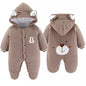 Cute Plush Bear Baby Boy Romper Infant Girl Overall Jumpsuit Autumn Winter Warm Fleece Hooded Baby Rompers Newborn Clothes 0-12M