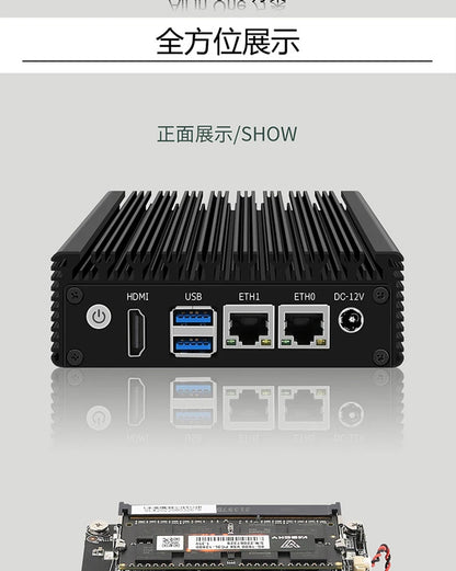 6W Low Power Intel N3050/N3160 Quad Core Quad Thread X86 Soft Router 2*1000M Lan Port HD-MI Output Metal Case Mini PC